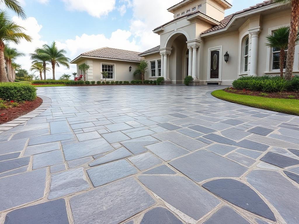 Stamped Concrete driveway installation in South Florida by Florida Construction Group